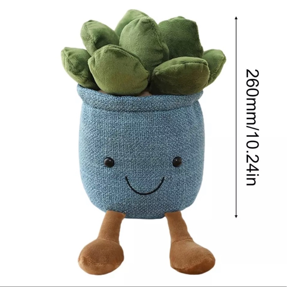 Plush Plant happy face house plant green thumb cactus friend home decor New - Picture 3 of 4